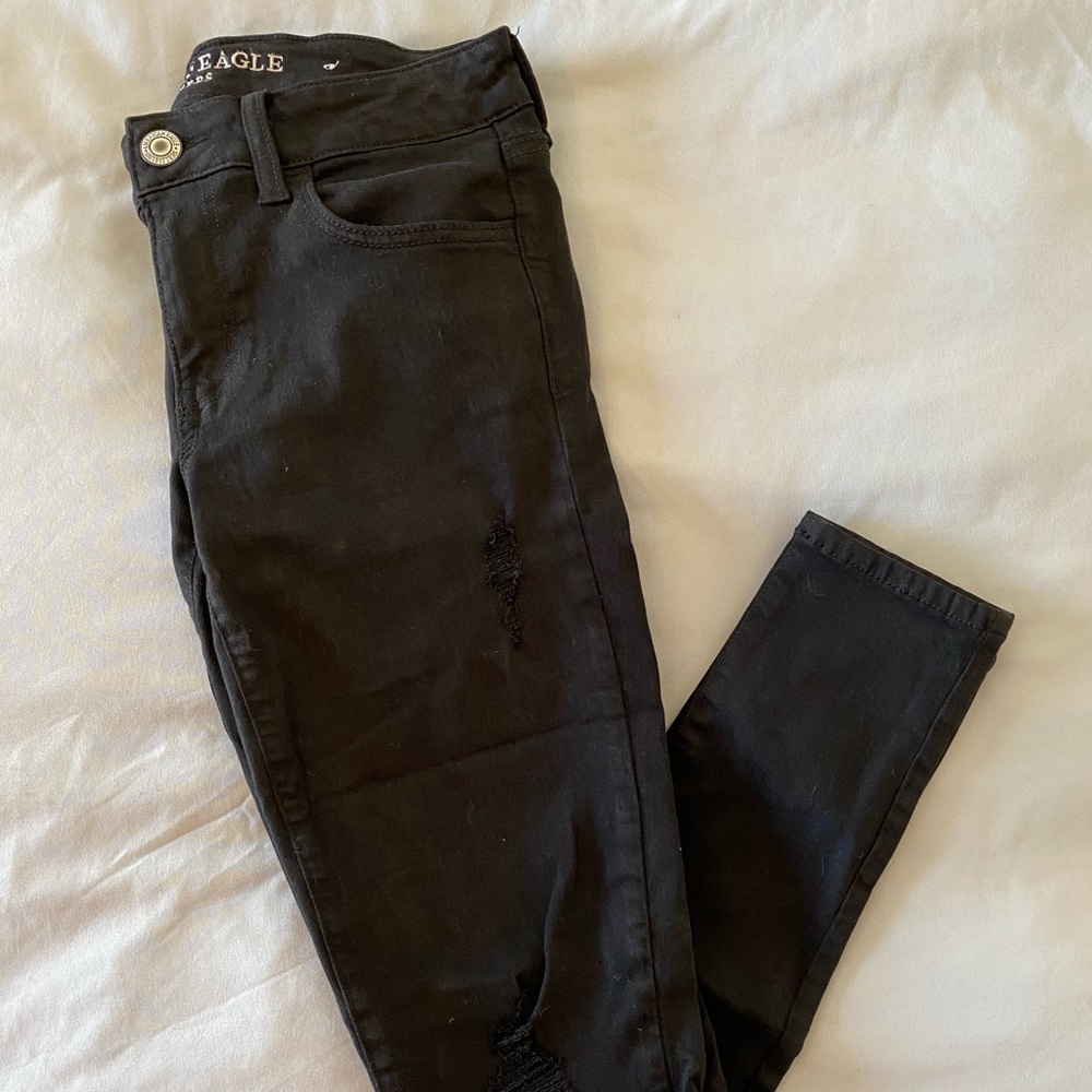 American Eagle Black Ripped Jeggings
